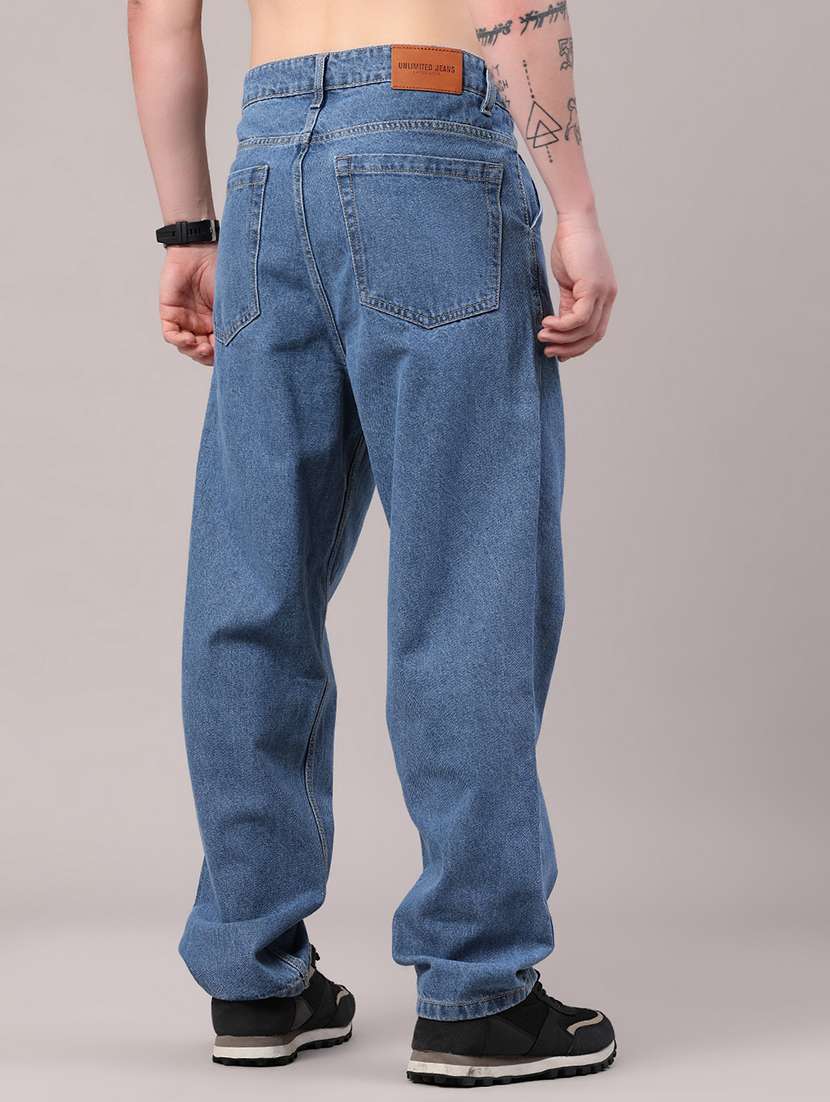 men solid mid rise baggy jeans - 22403731 -  Standard Image - 4