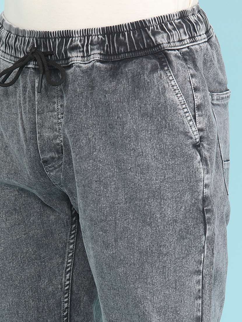 men washed mid rise regular fit jogger - 22403734 -  Standard Image - 1