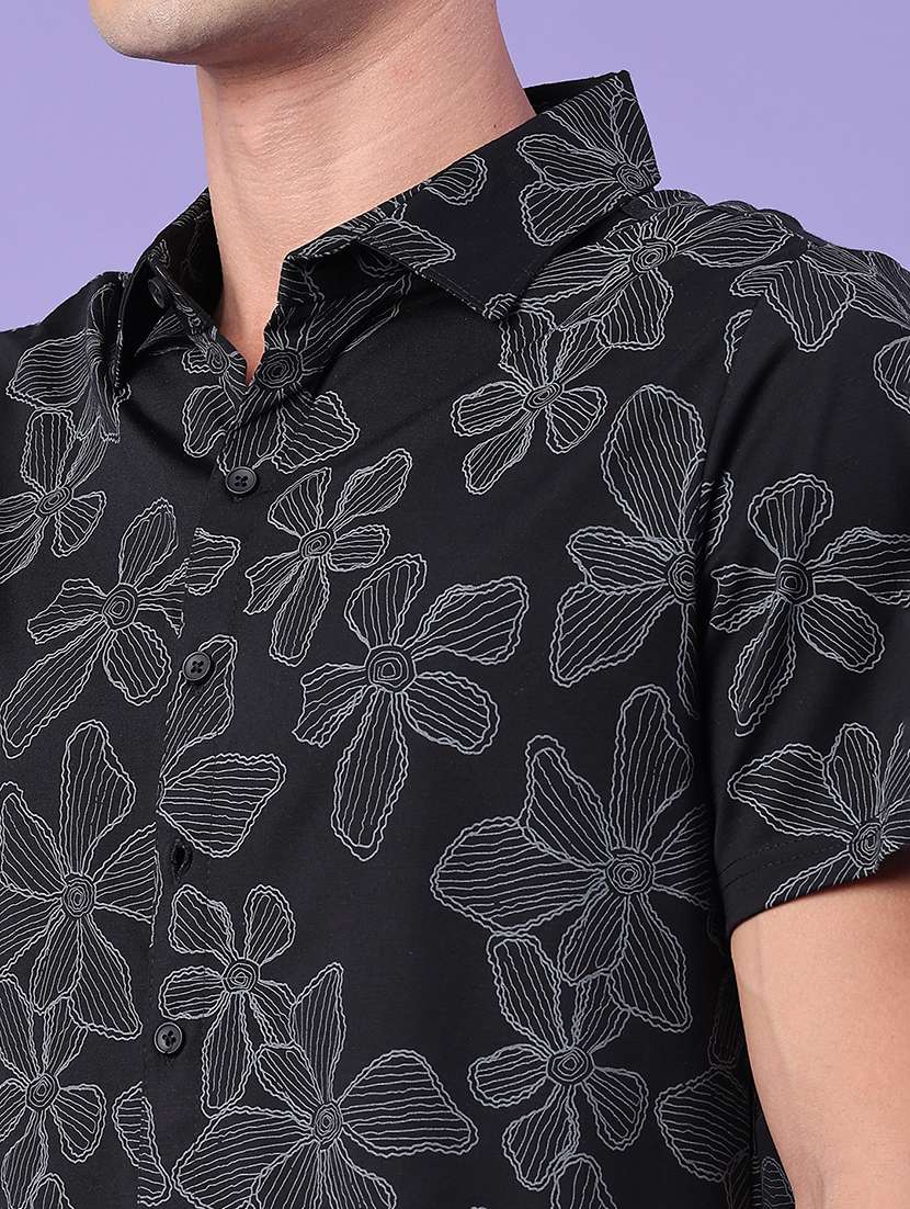 men printed short sleeve slim fit casual shirt - 22403735 -  Standard Image - 1