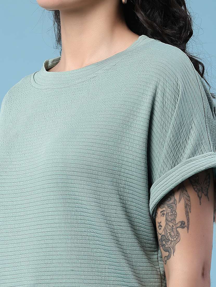 women self design round neck t-shirt and trouser co-ord set - 22403780 -  Standard Image - 1