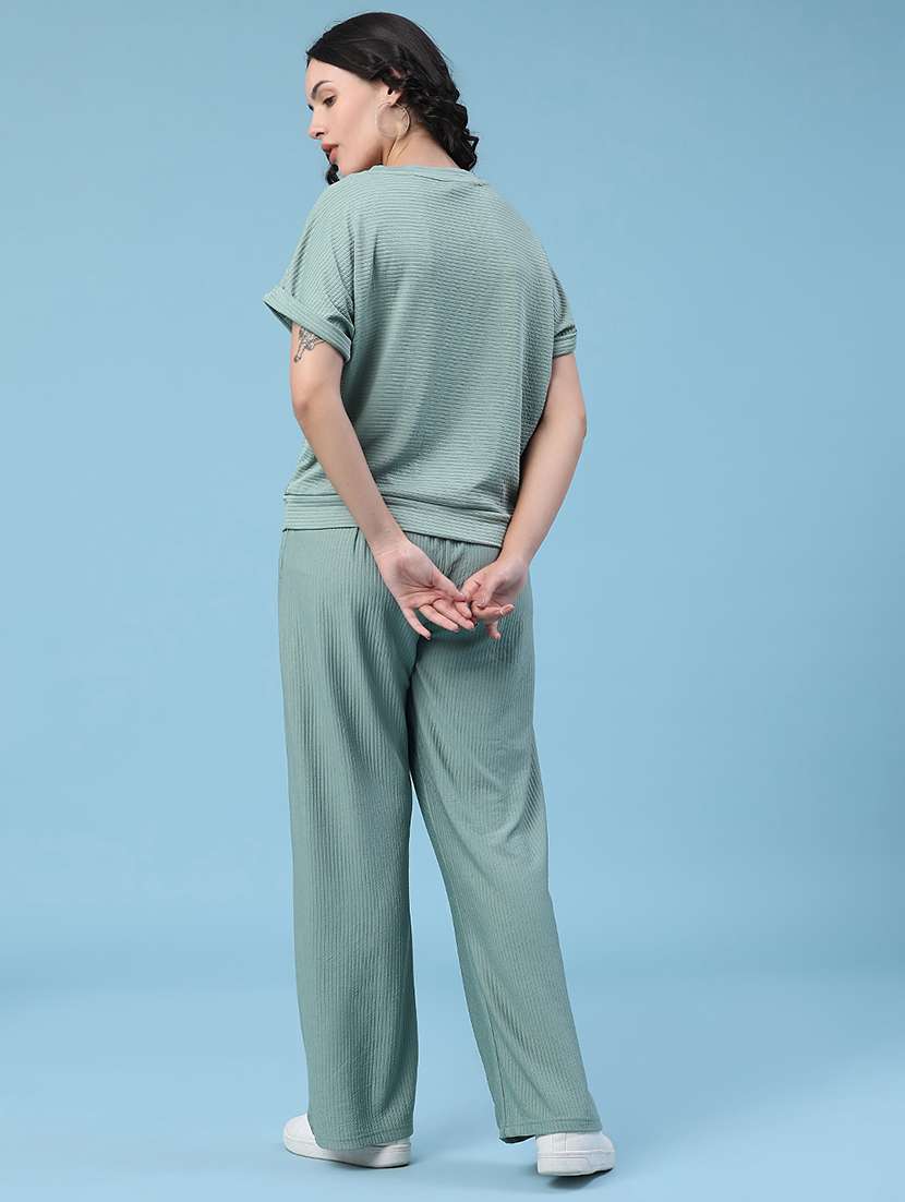 women self design round neck t-shirt and trouser co-ord set - 22403780 -  Standard Image - 4