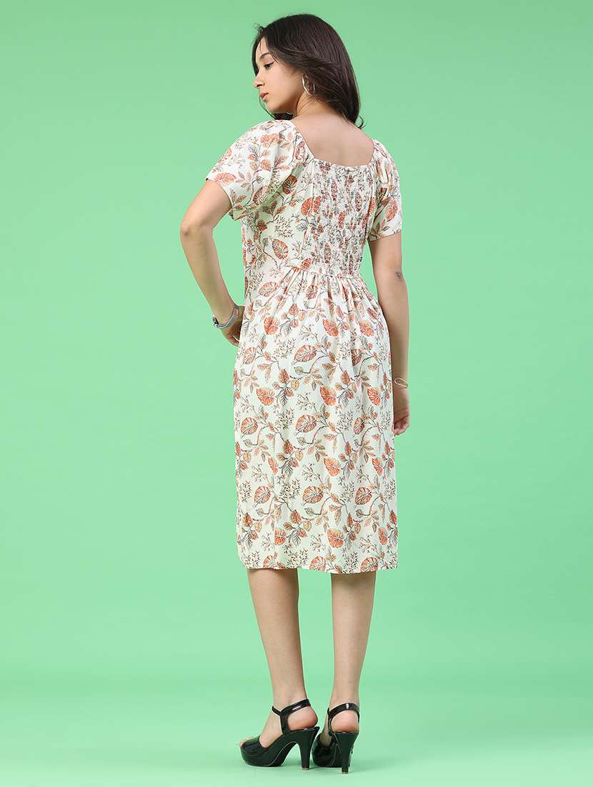 women printed short sleeves a-line dress - 22403835 -  Standard Image - 4