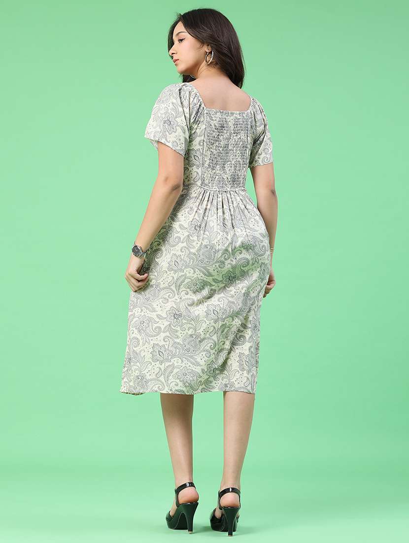 women printed short sleeves a-line dress - 22403836 -  Standard Image - 4