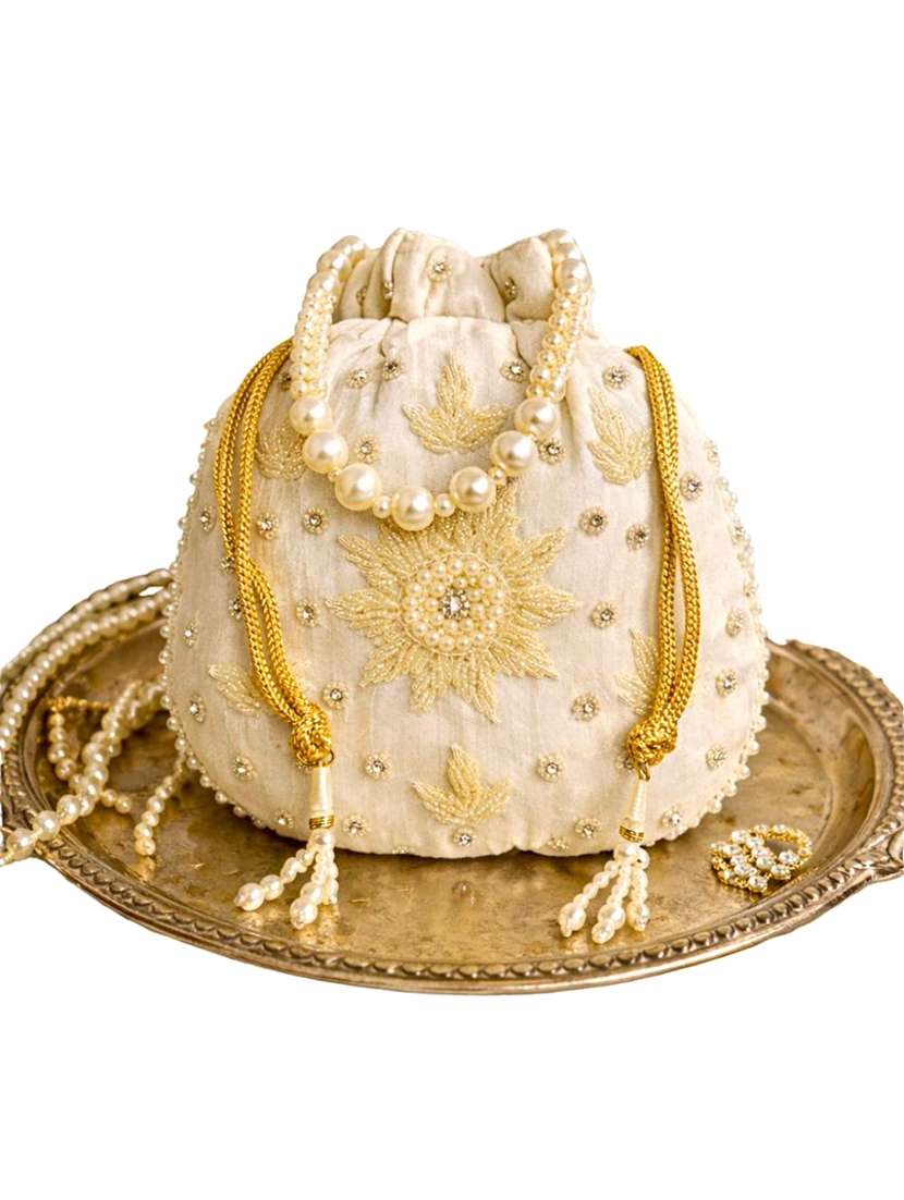 women solid with work embellished potli - 22403922 -  Standard Image - 1