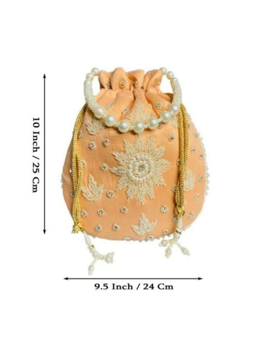 Women Solid With Work Embellished Potli - 22403926 -  Standard Image - 4