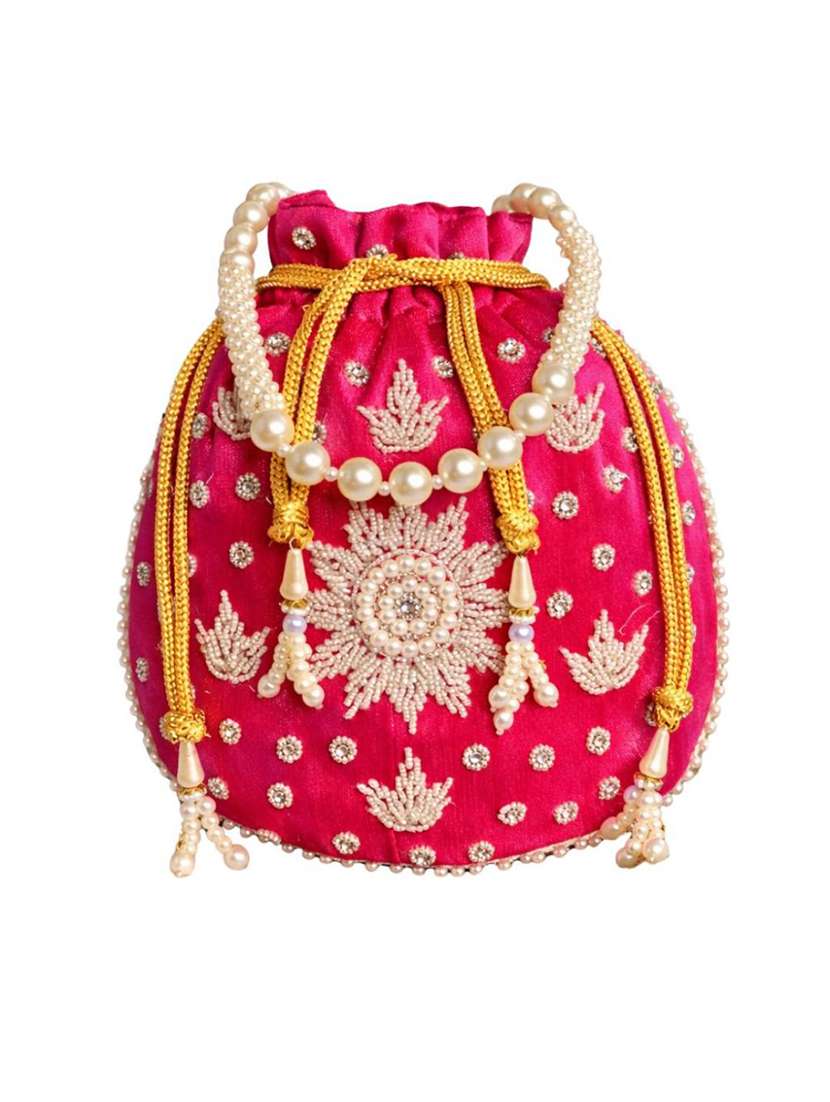 women solid with work embellished potli - 22403927 -  Standard Image - 1