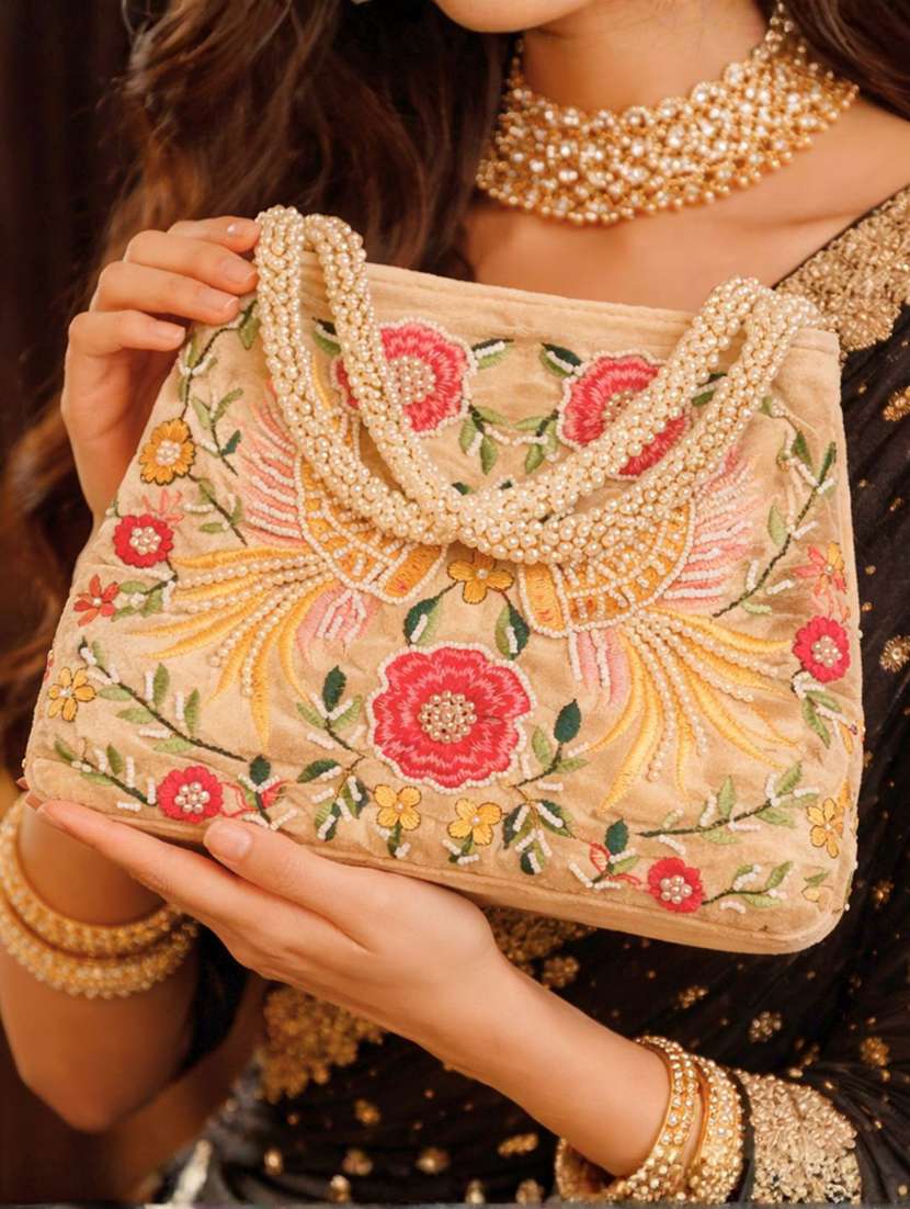 women solid with work embroidered potli - 22403930 -  Standard Image - 1