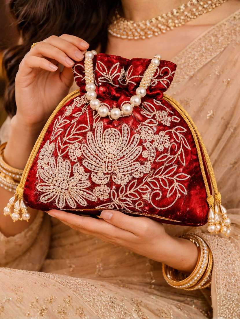 women solid with work embellished potli - 22403935 -  Standard Image - 1