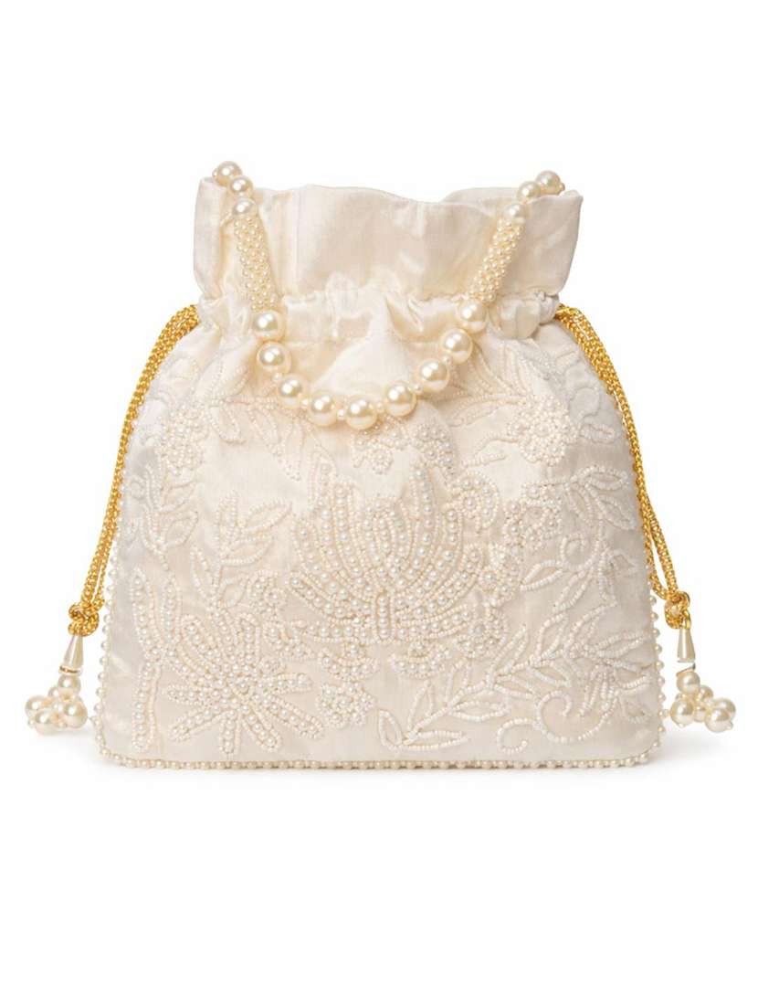 women solid with work embellished potli - 22403938 -  Standard Image - 4