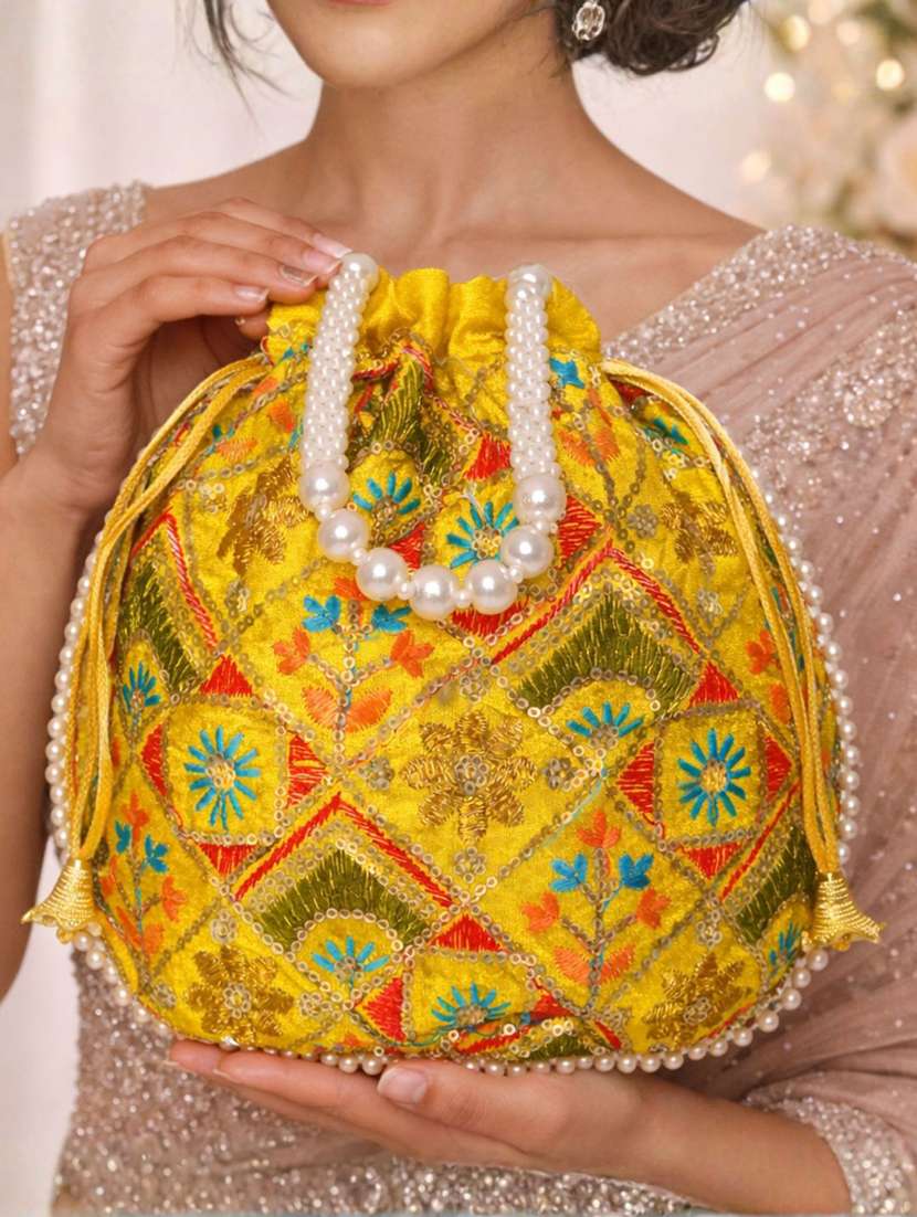 women solid with work embroidered potli - 22403940 -  Standard Image - 1