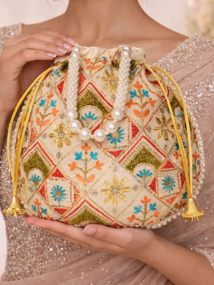 women solid with work embroidered potli - 22403942 -  Standard Image - 1