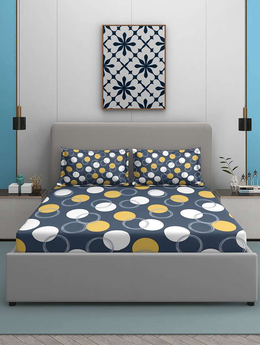 quirky home coral collection flat double bedsheet with 2 pillow cover | wrinklefree bedsheet - 22403960 -  Standard Image - 1