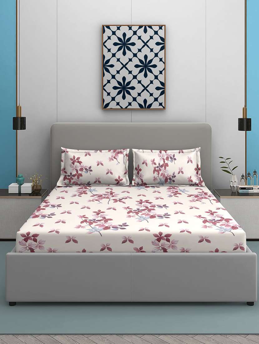 quirky home coral collection flat double bedsheet with 2 pillow cover  - 22403961 -  Standard Image - 1