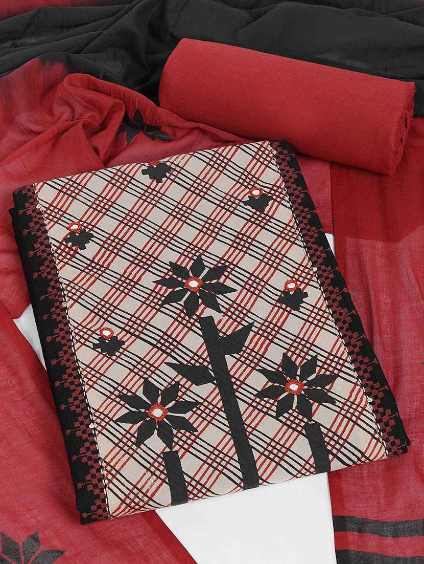 women printed unstitched suit set