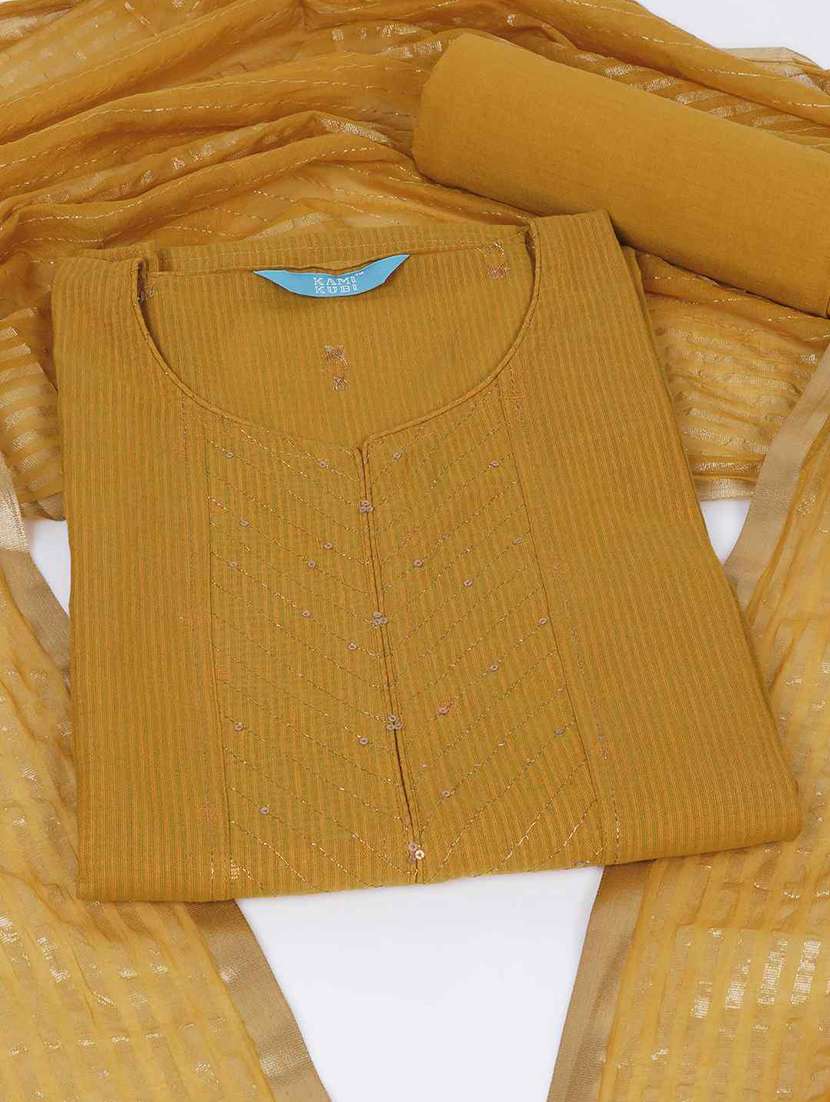 women solid with work unstitched suit set