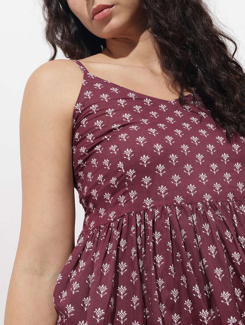 women printed shoulder strap flared kurti - 22404202 -  Standard Image - 1