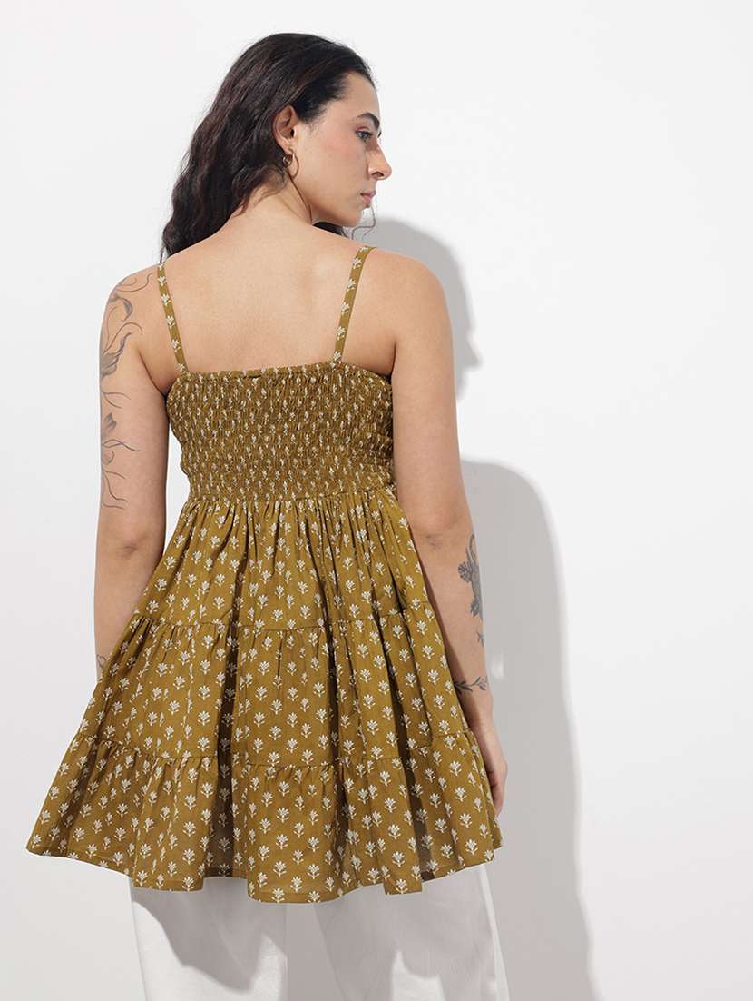 women printed shoulder strap flared kurti - 22404203 -  Standard Image - 4