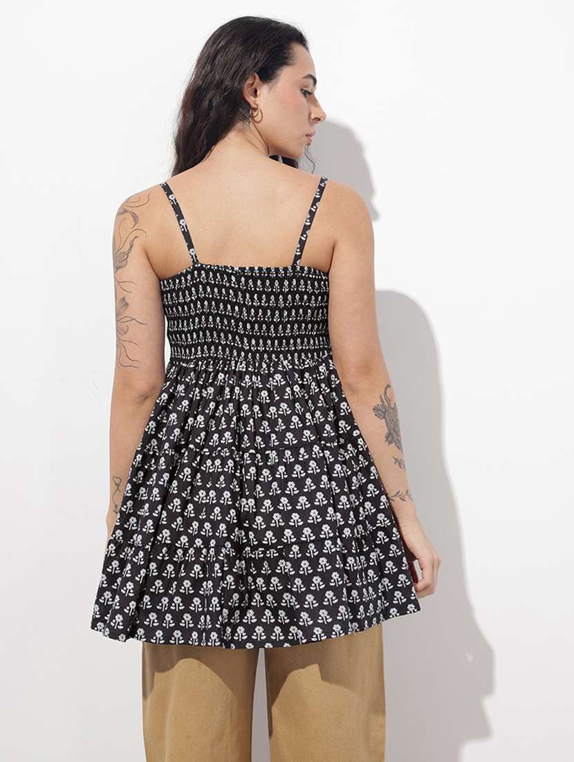 women printed shoulder strap flared kurti - 22404204 -  Standard Image - 4