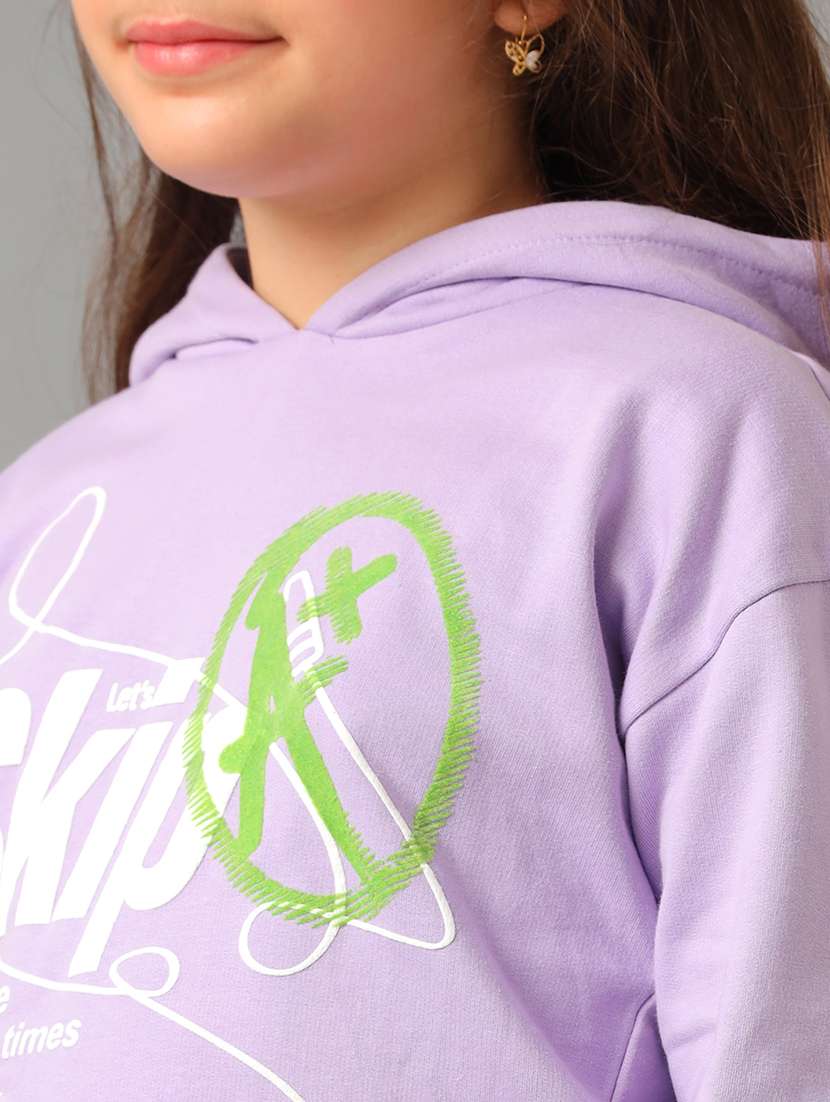 Girls Purple Fleece Front Print Sweatshirt - 22404236 -  Standard Image - 1