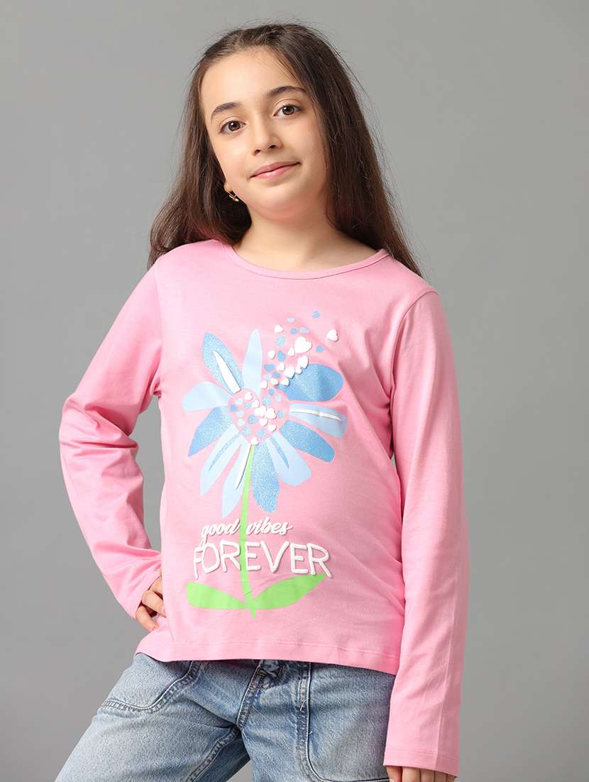 girl  pink cotton jersey tees tee