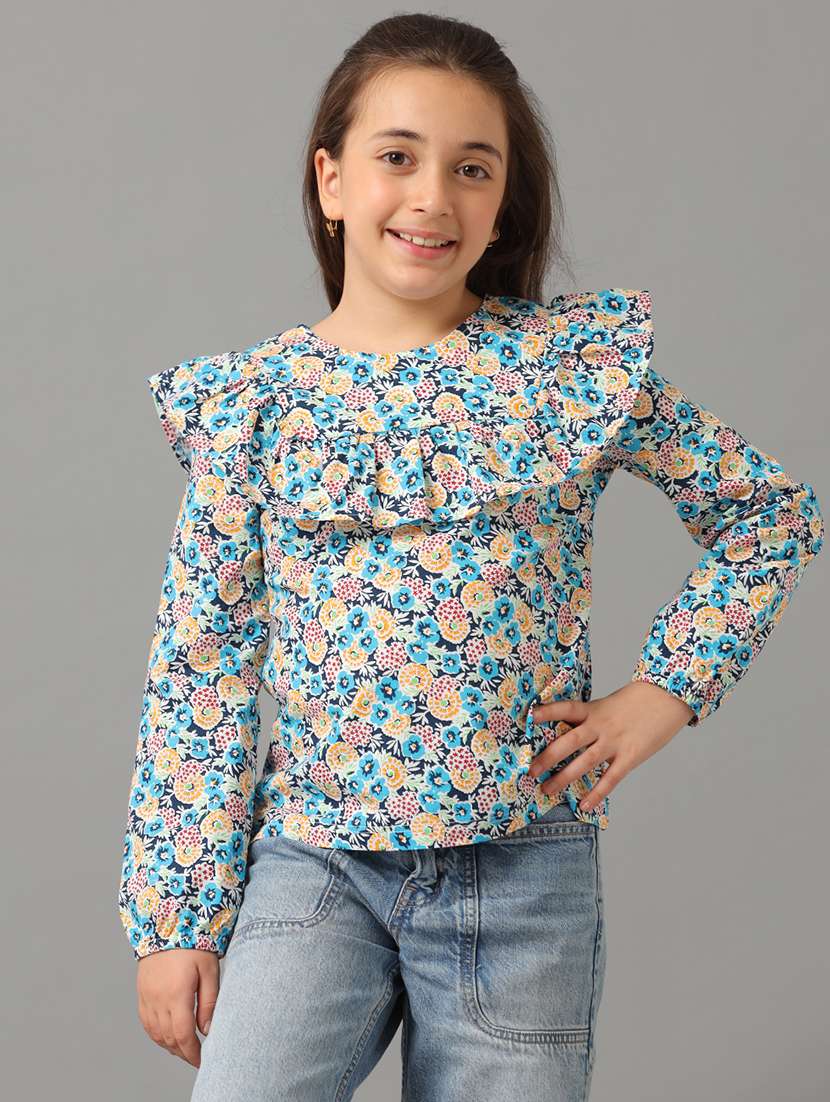 girls multi  poplin tops top