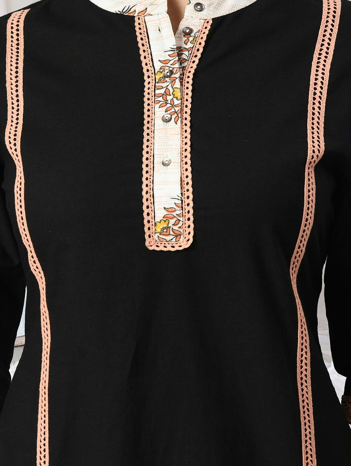 women solid with work three quarter sleeve kurta salwar set - 22404306 -  Standard Image - 1