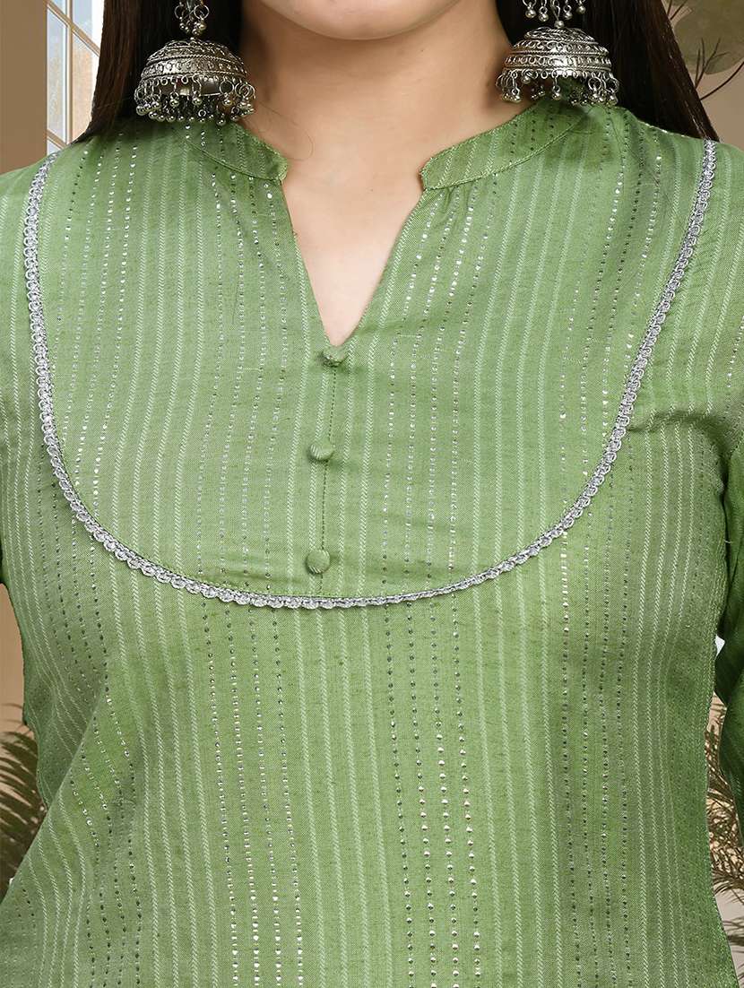 women self design three quarter sleeve straight kurta - 22404320 -  Standard Image - 1