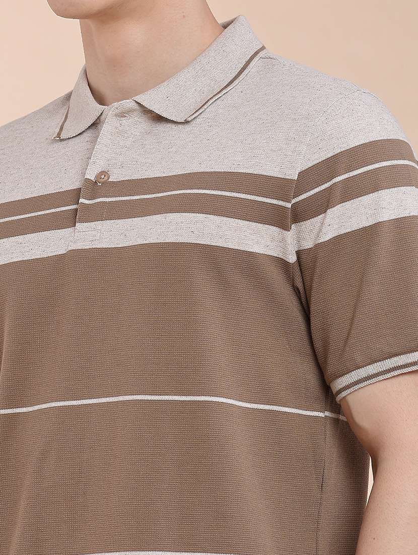 men striped short sleeve regular fit polo t-shirt - 22404850 -  Standard Image - 1