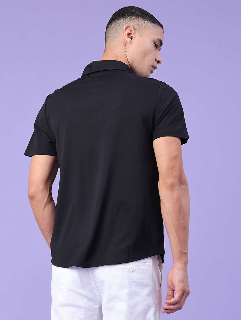 men solid short sleeve slim fit casual shirt - 22404931 -  Standard Image - 4