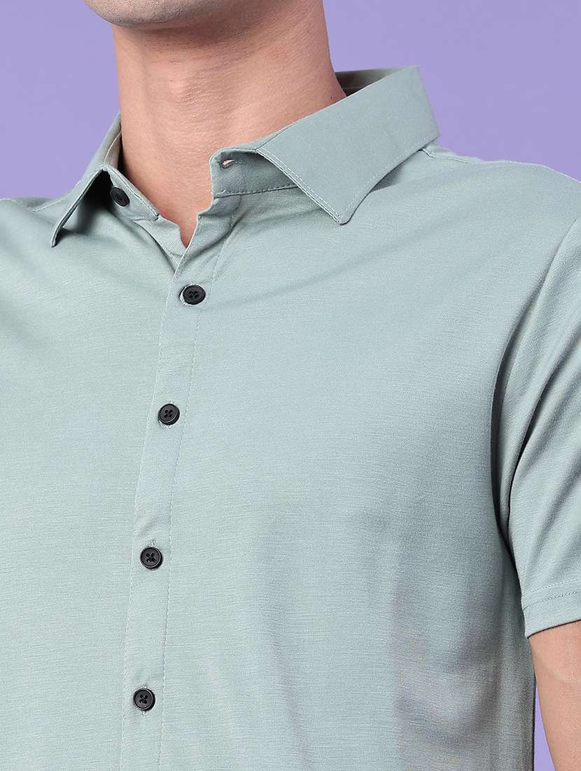 men solid short sleeve slim fit casual shirt - 22404935 -  Standard Image - 1