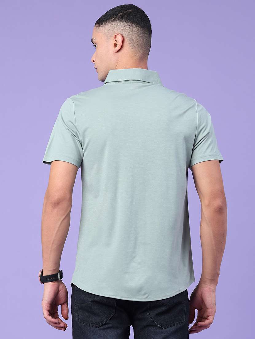 men solid short sleeve slim fit casual shirt - 22404935 -  Standard Image - 4