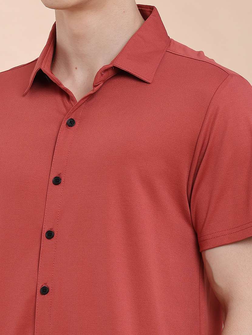 Men Solid Short Sleeve Regular Fit Casual Shirt - 22404941 -  Standard Image - 1