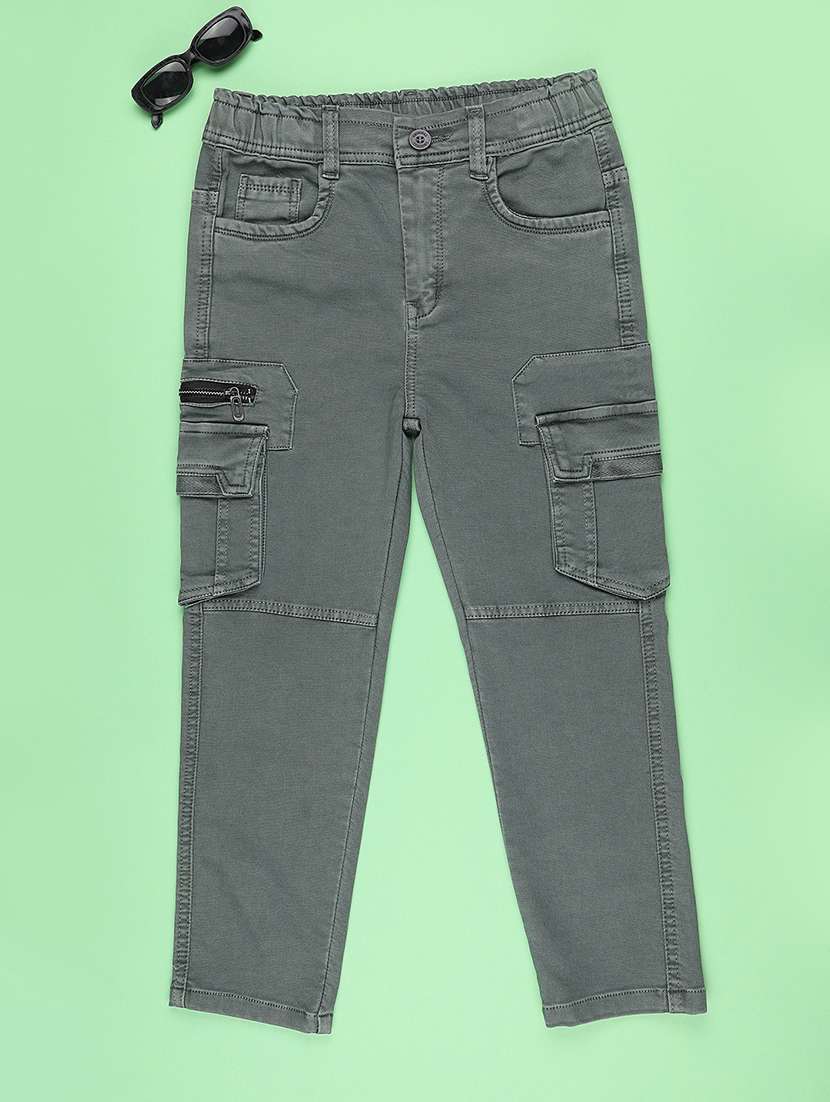 boys solid mid rise cargo pant - 22404948 -  Standard Image - 1