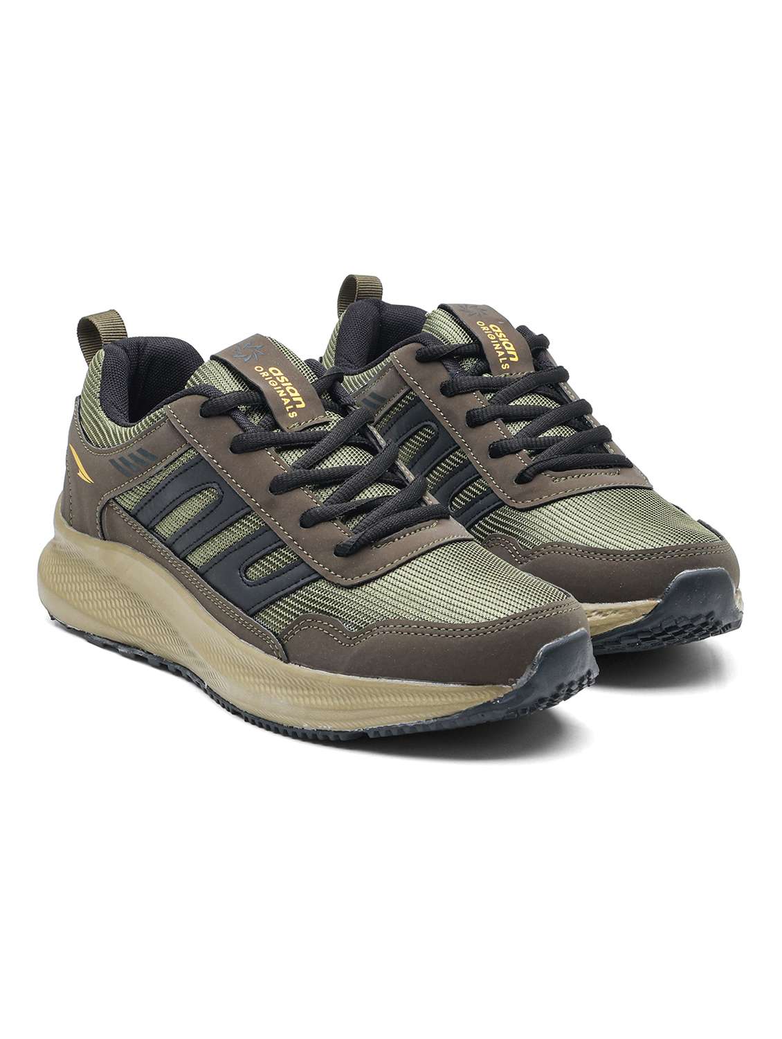 men olive lace up sport shoe - 22405173 -  Standard Image - 1