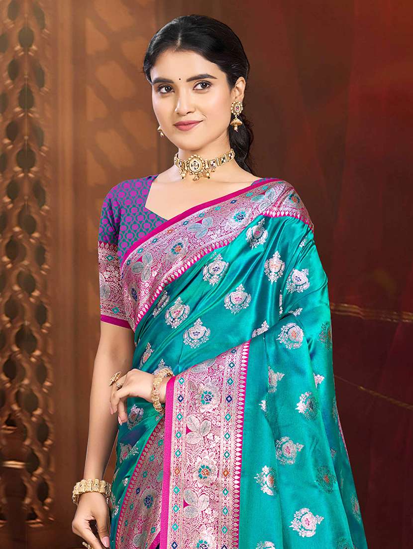 Women Self Design Bordered Saree With Blouse - 22405352 -  Standard Image - 1