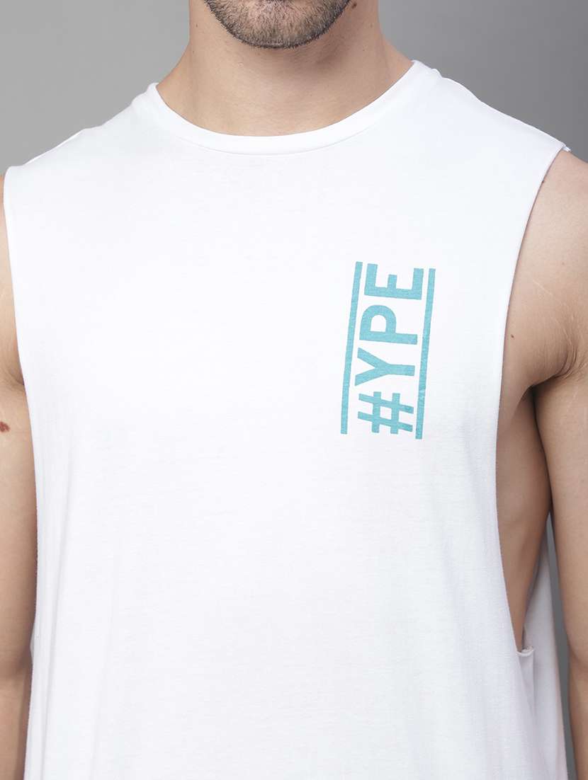 men typographic sleeveless regular fit t-shirt - 22406501 -  Standard Image - 1
