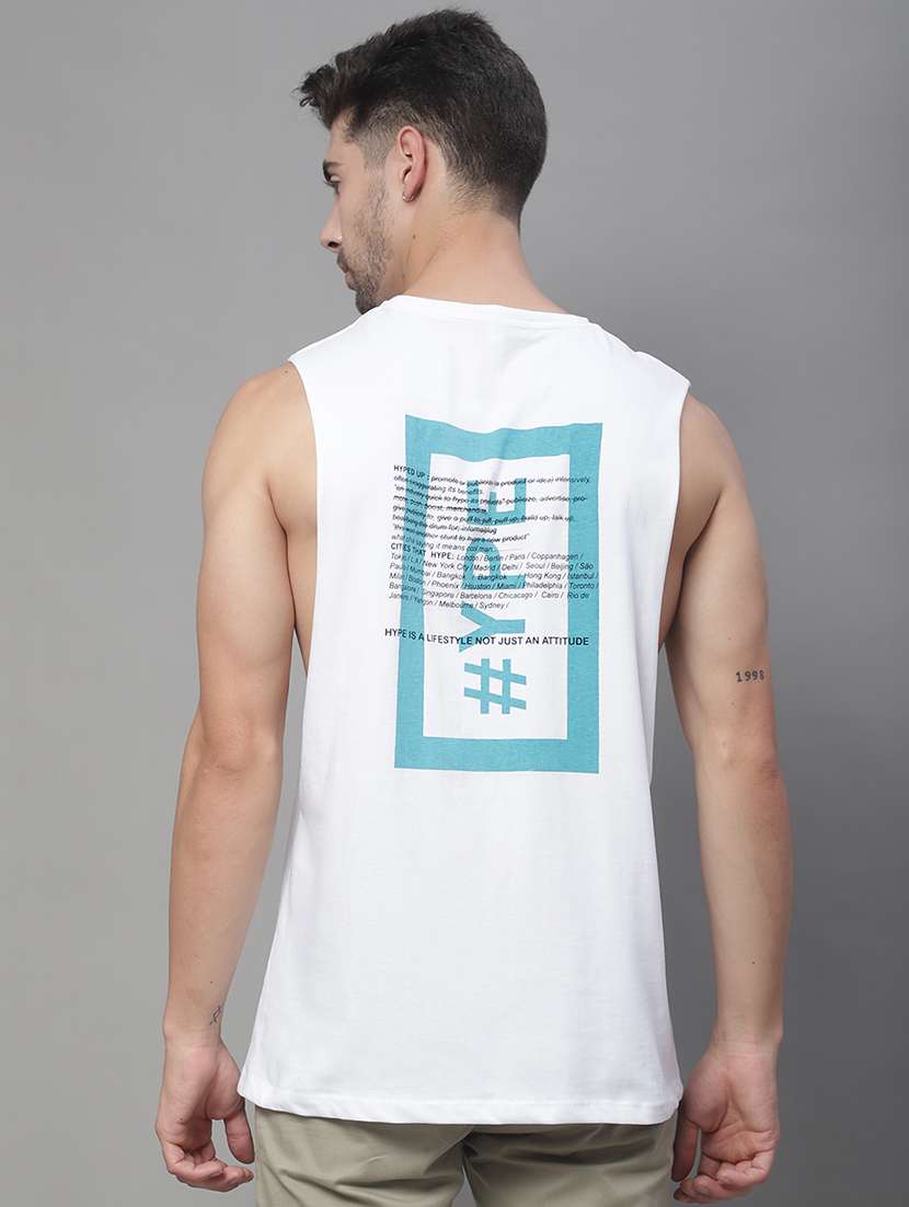 men typographic sleeveless regular fit t-shirt - 22406501 -  Standard Image - 4
