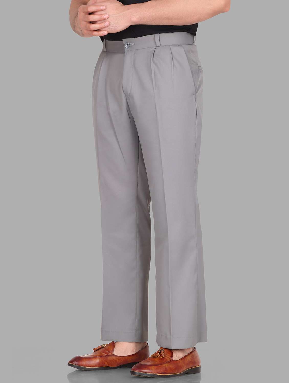 men grey lycra blend wide leg trouser - 22406508 -  Standard Image - 1