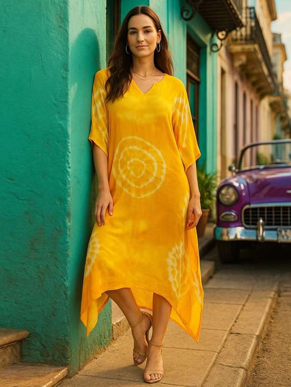 women tie & dyed kimono sleeve kaftan dress - 22406616 -  Standard Image - 4