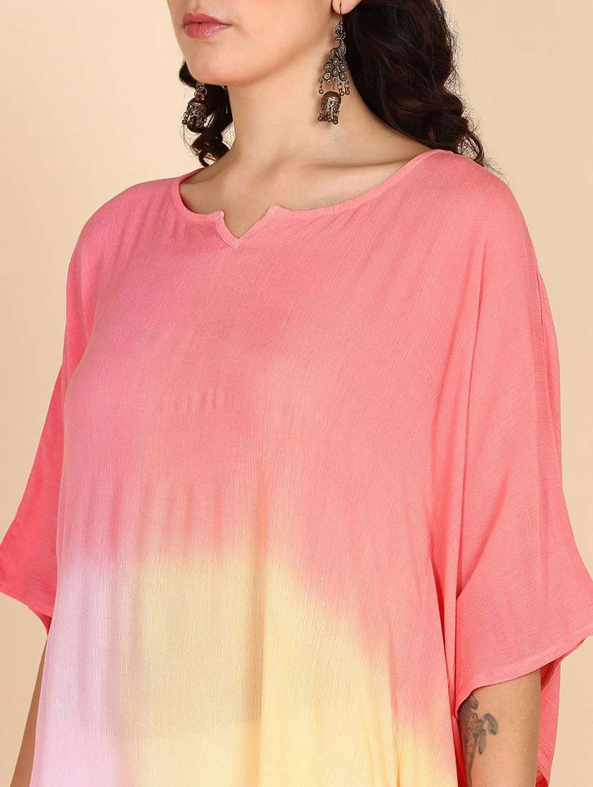 women tie & dyed kimono sleeve kaftan kurta - 22406621 -  Standard Image - 1