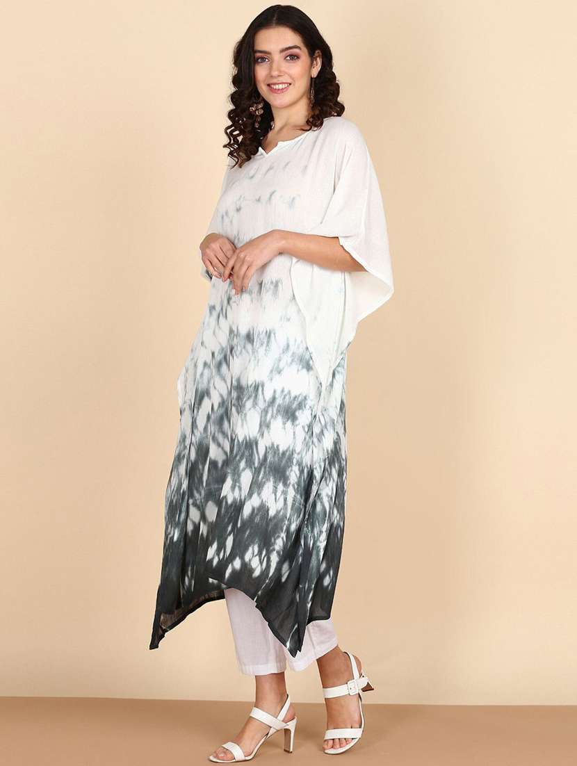 women tie & dyed kimono sleeve kaftan kurta - 22406637 -  Standard Image - 4