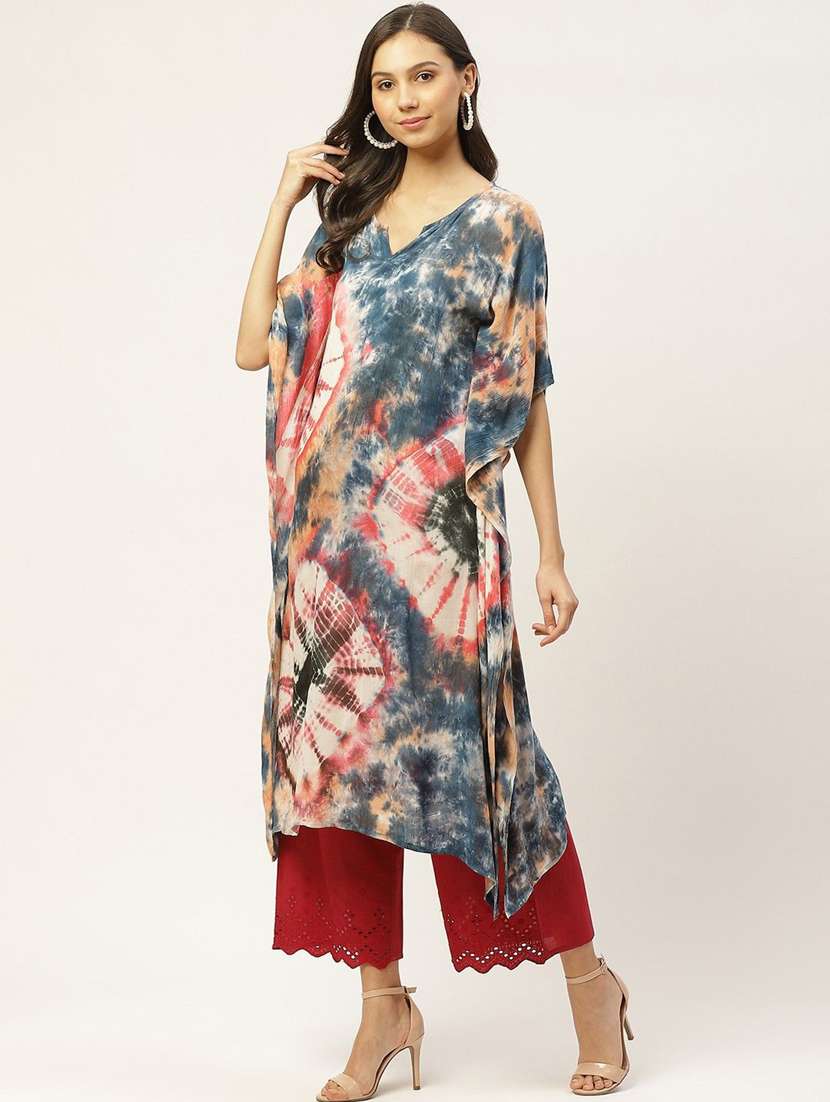 women tie & dyed kimono sleeve kaftan kurta