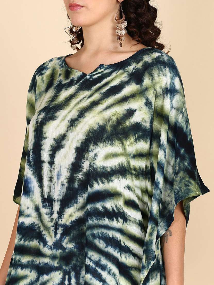 Women Tie & Dyed Kimono Sleeve Kaftan Kurta - 22406707 -  Standard Image - 1