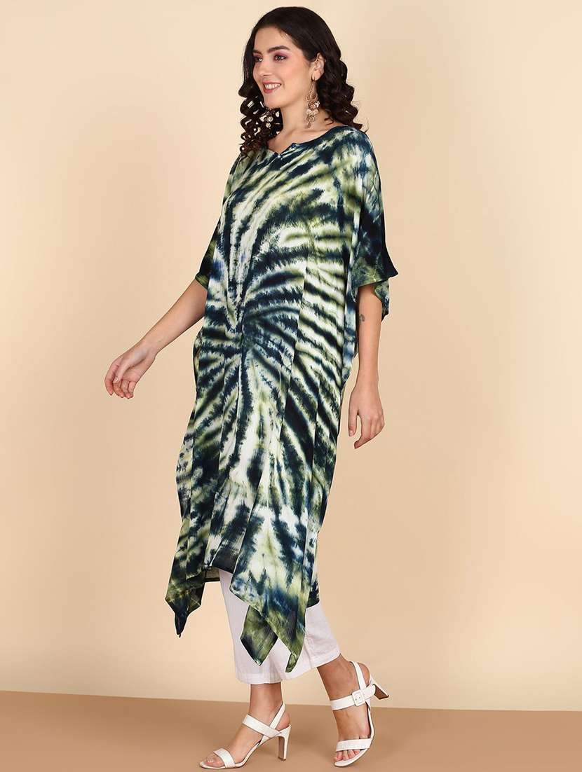 Women Tie & Dyed Kimono Sleeve Kaftan Kurta - 22406707 -  Standard Image - 4