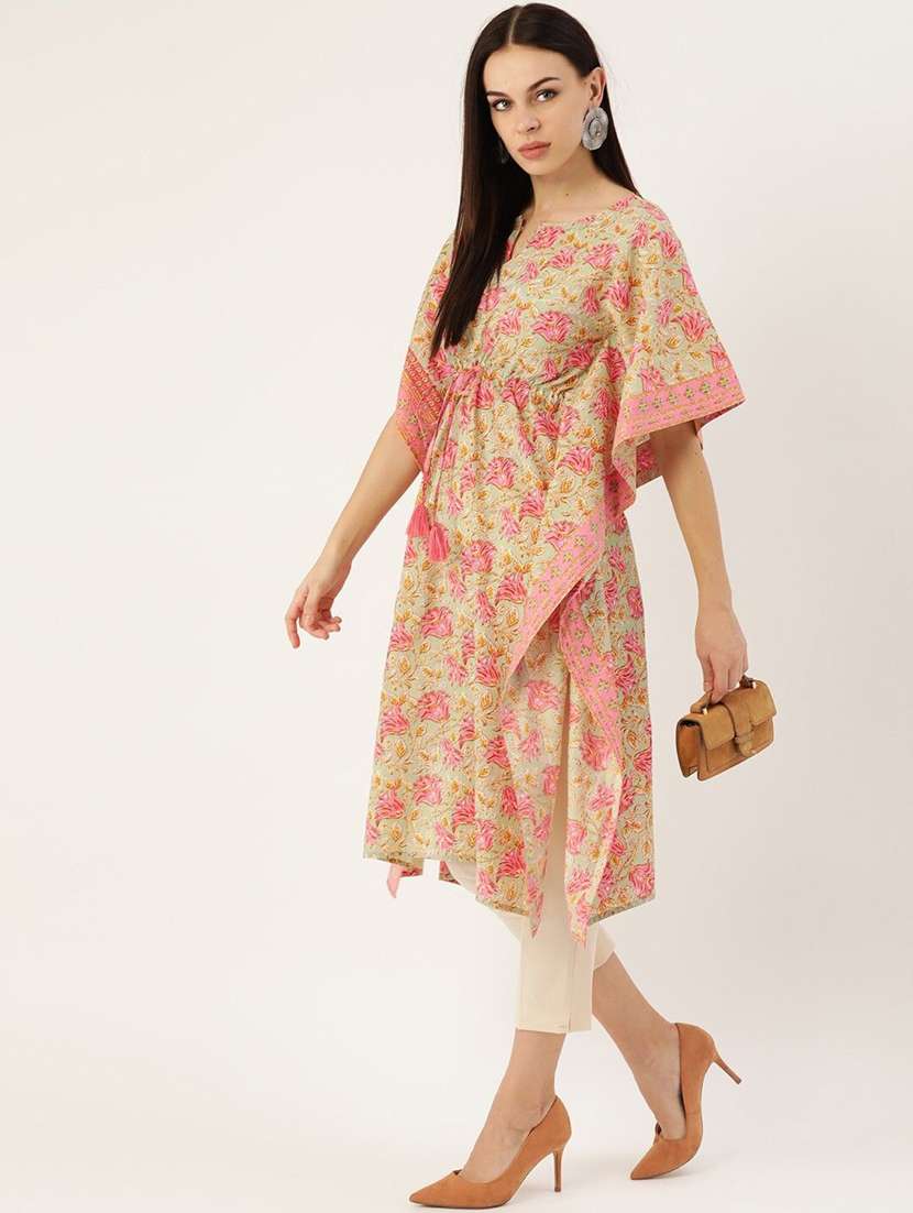 women floral print kimono sleeve kaftan kurta - 22406779 -  Standard Image - 4