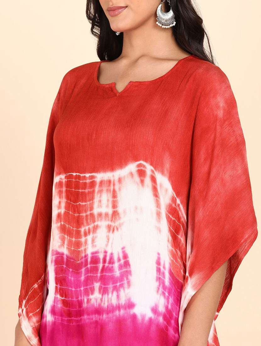 women tie & dyed kimono sleeve kaftan kurta - 22406795 -  Standard Image - 1