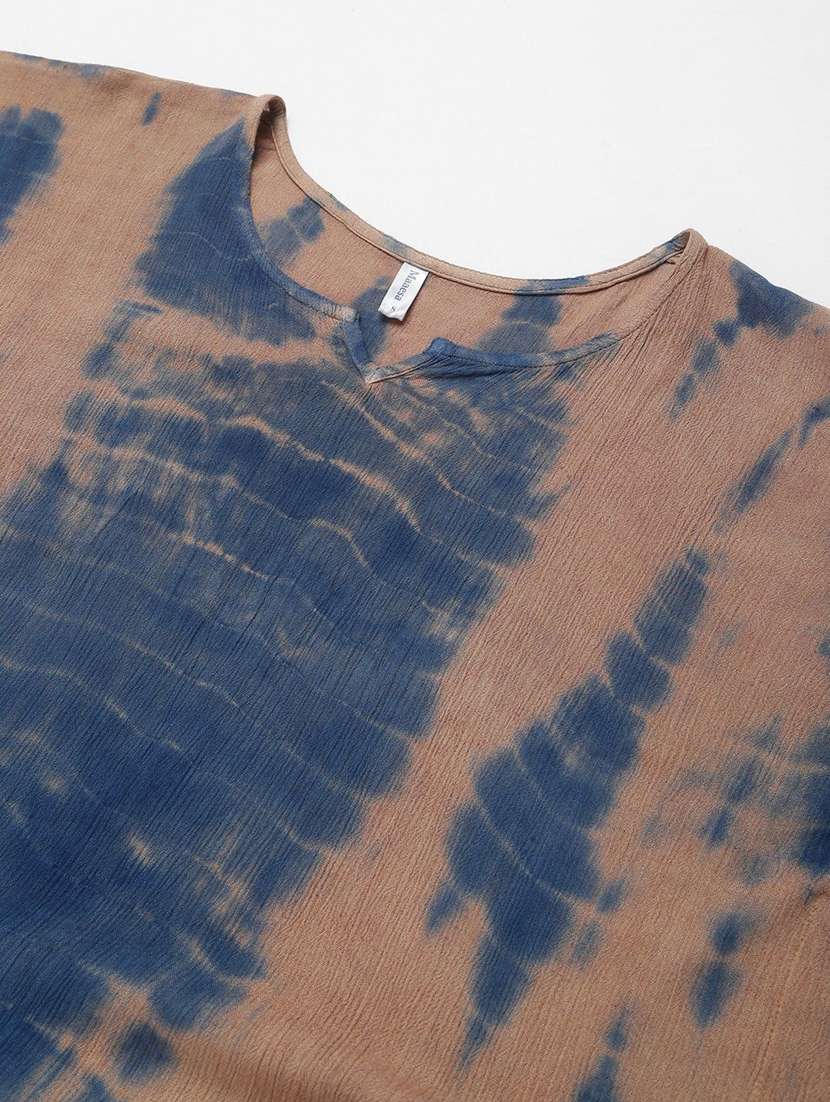 women tie & dye printed kimono sleeve kaftan kurta - 22406841 -  Standard Image - 1