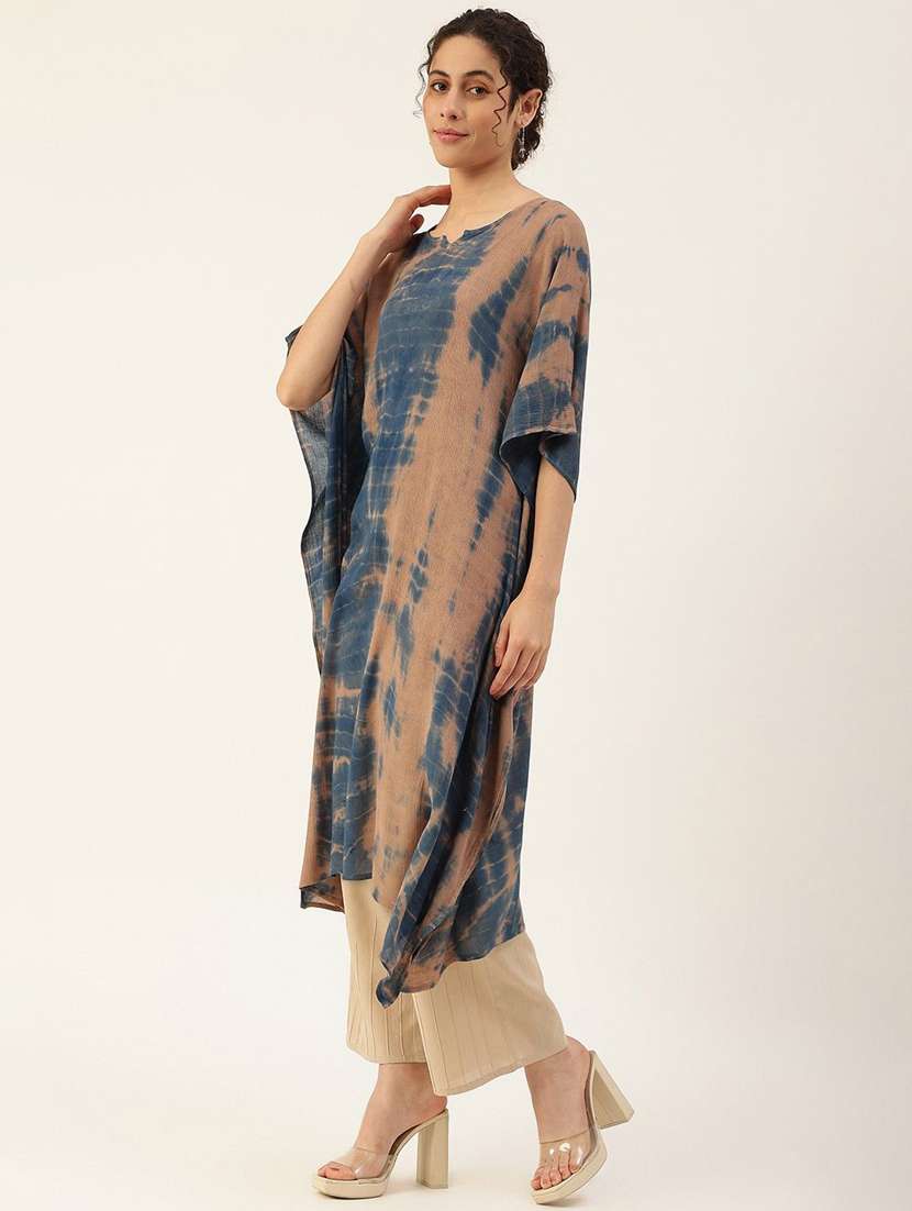 women tie & dye printed kimono sleeve kaftan kurta - 22406841 -  Standard Image - 4