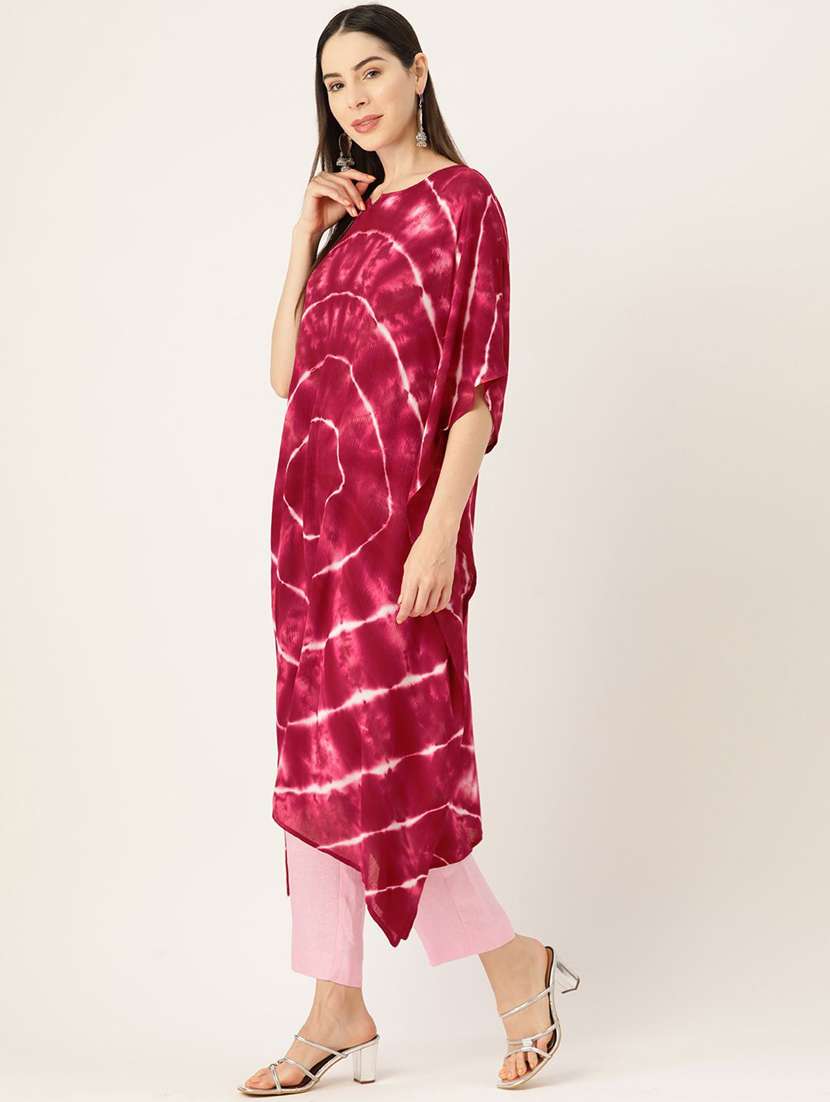 women tie & dye printed kimono sleeve kaftan kurta - 22406848 -  Standard Image - 4