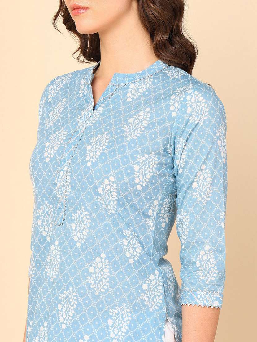 women printed three quarter sleeve straight kurta - 22406855 -  Standard Image - 1